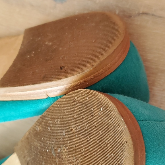 Via Spiga Turquoise Suede V-Raven Loafers - Picture 5 of 15